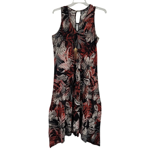 Mlle Gabrielle Dresses & Skirts - Mlle Gabrielle Women XL Sleeveless Tropical Floral Asymmetrical‎ Boho Midi Dress